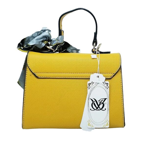 Yellow Scarf Top Handle Mini Satchel  wallet set - Picture 6 of 11